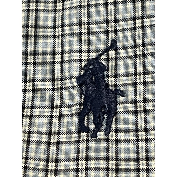 Men's Ralph Lauren Blue Checkered Short Sleeve Polo Shirt Size Large Classic Fit - Picture 8 of 9
